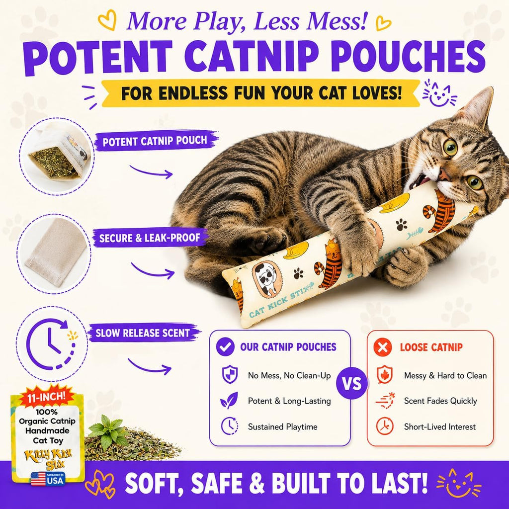 Kitty Kick Stix catnip toy packaging display