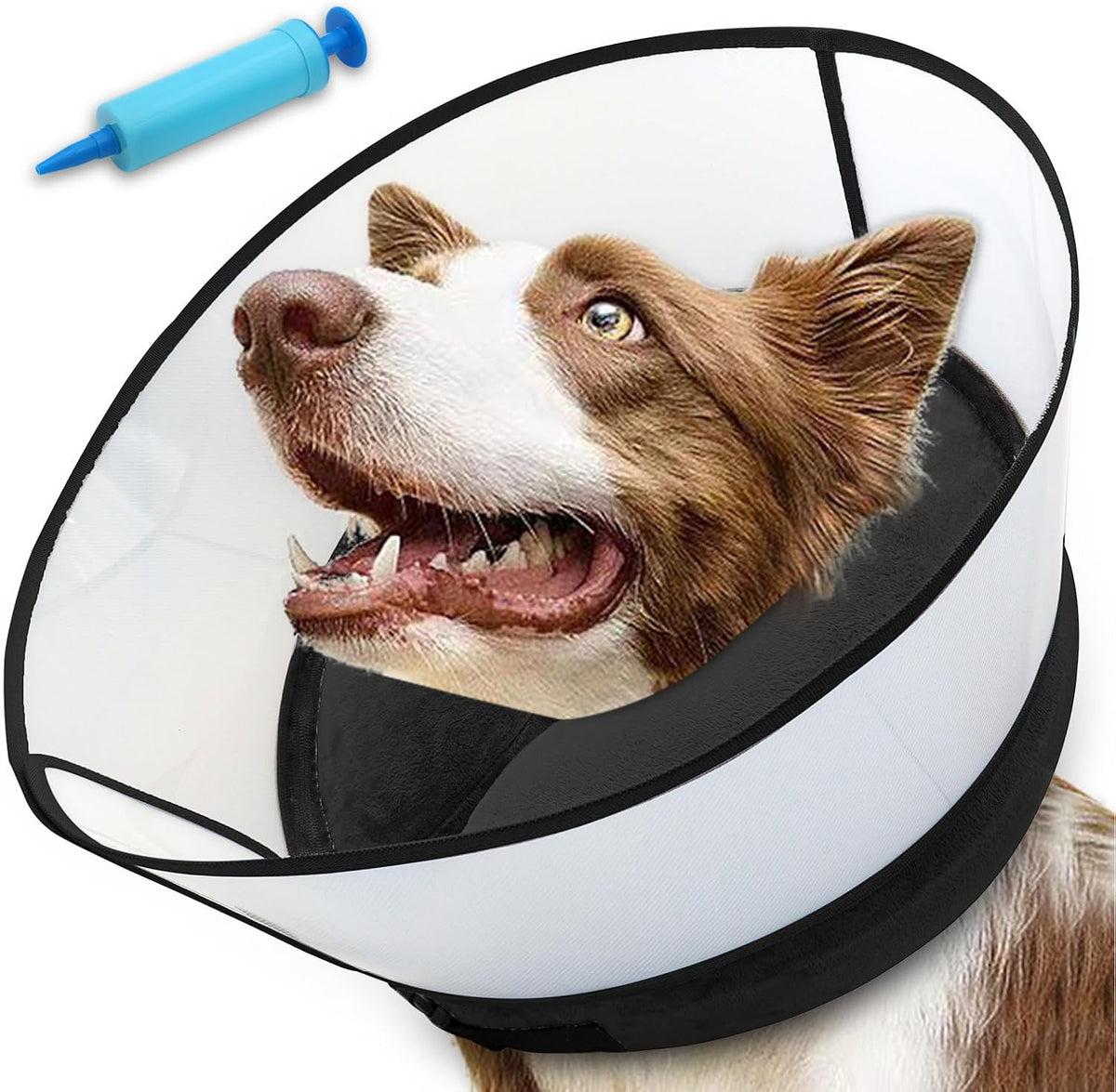 Upgraded Inflatable Dog Cone Collar with Transparent Anti-Licking Shield, Adjustable Elizabethan Collar for Medium Large Dogs, 2-in-1 Design with Detachable Shield - Image 9