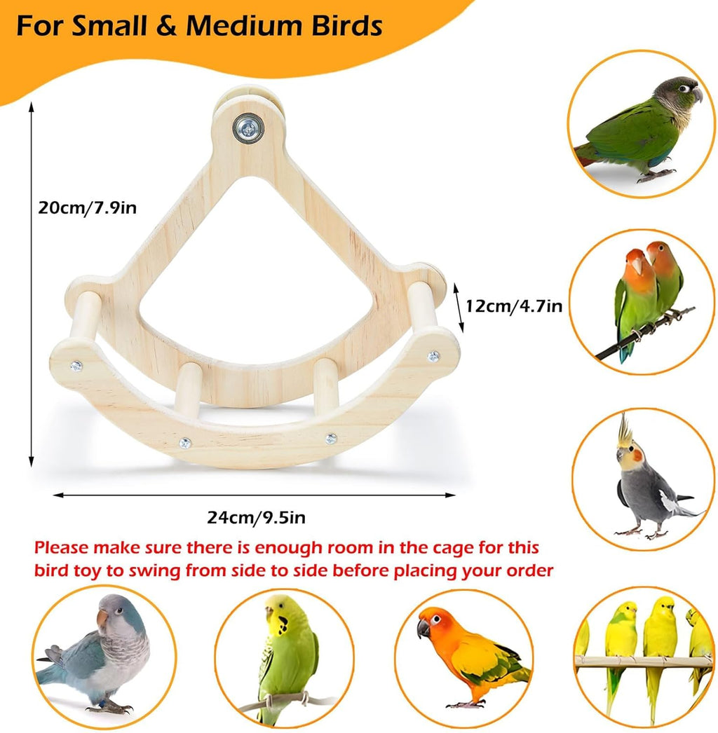 Jevnd bird toy installed inside a wire bird cage