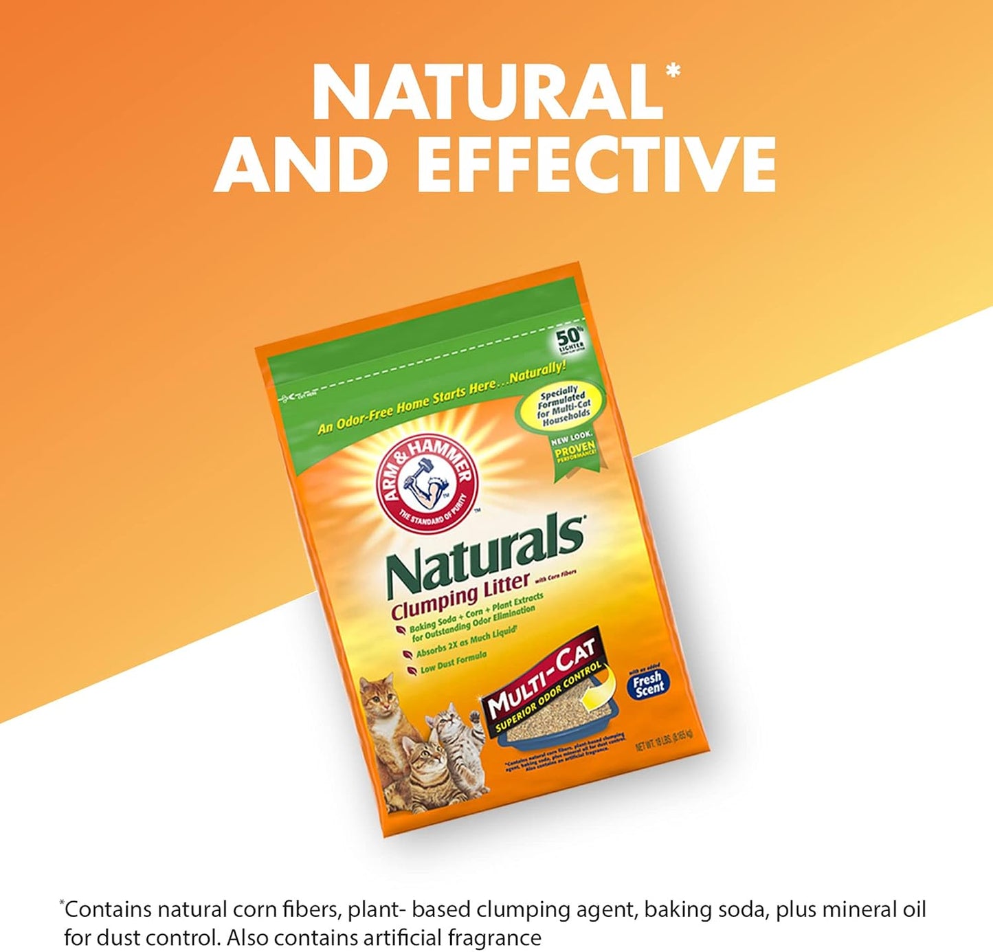 ARM & HAMMER Naturals Clumping Cat , Litter Odor Control, Multi Cat Litter, 18 lb. Bag - Image 10