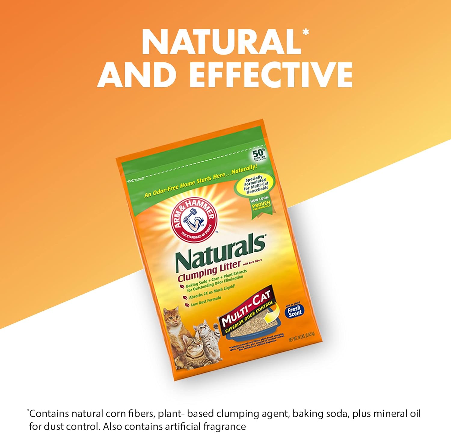 ARM & HAMMER Naturals Clumping Cat , Litter Odor Control, Multi Cat Litter, 18 lb. Bag - Image 10