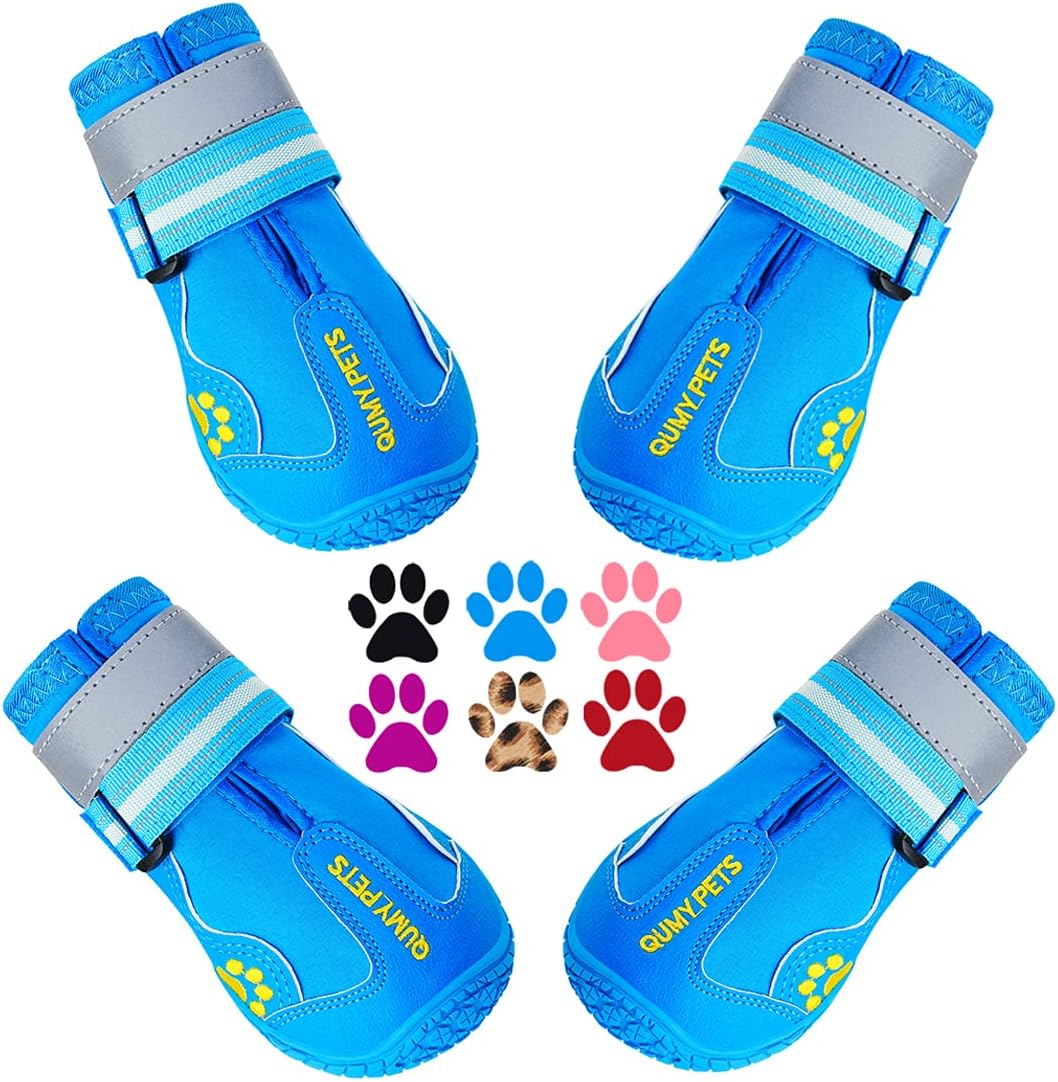 QUMY Dog Shoes for Large Dogs, Medium Dog Boots & Paw Protectors for Winter Snowy Day, Summer Hot Pavement, Water-Resistant in Rainy Weather, Outdoor Walking, Indoor Hardfloors Skid-Resistant Sole - Image 11