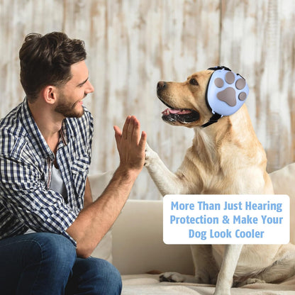 Famikako hearing protection for dogs highlighting the comfortable contoured shape.