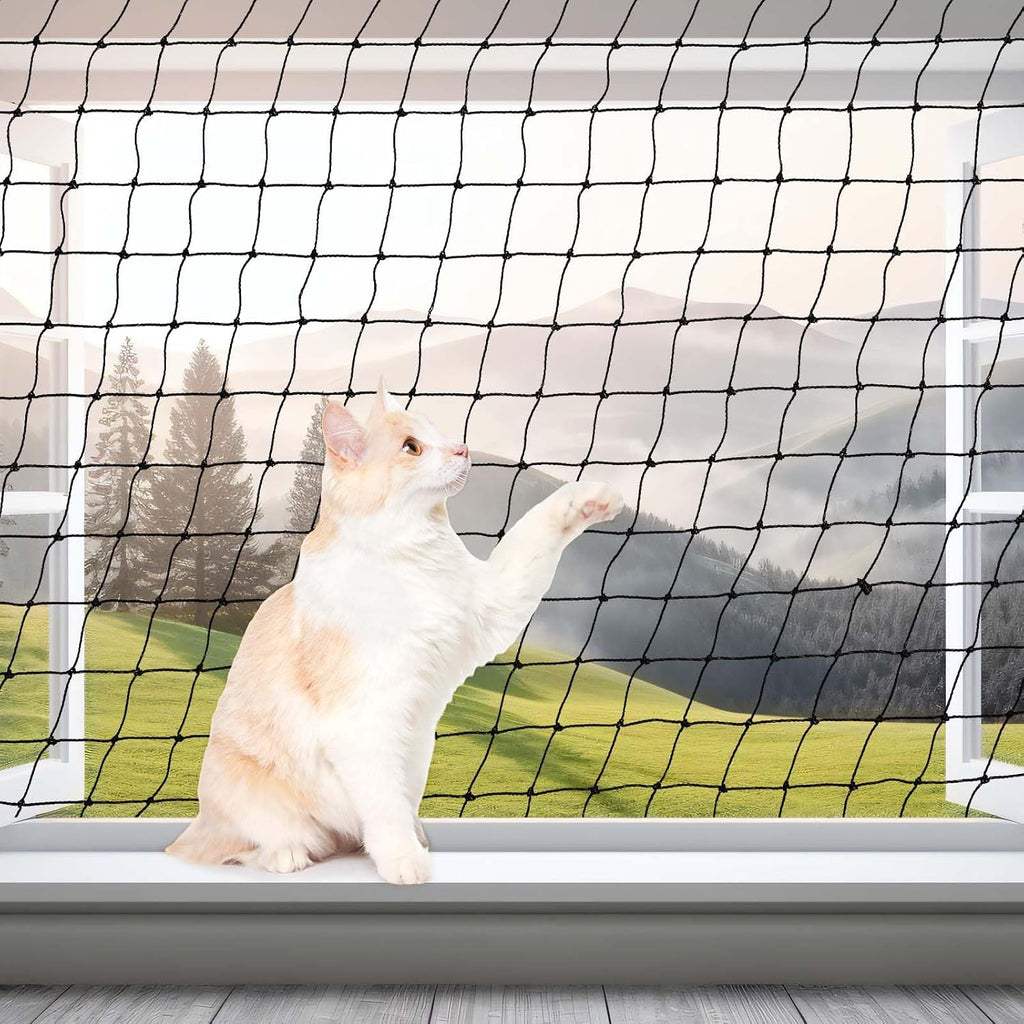 Durable cat fence screen installed on outdoor patio