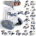 Lovinkiki STEM Solar Robot Building Kit front view showing the retail packaging and multiple built robot models.