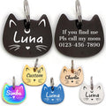 Diaoketags Stainless Steel Personalized Cat Identification Tag front view showing custom laser engraved text