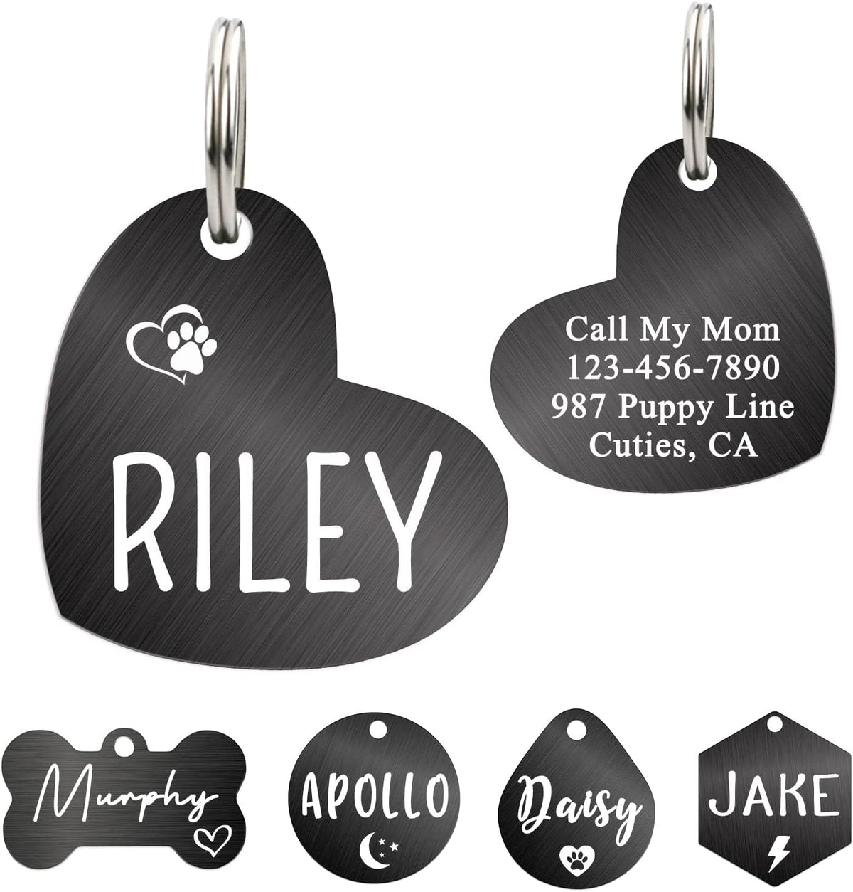 Ultra Joys Dog ID Tag, Custom Dog Tag Personalized Cat Tag, Pet ID Tag, Brushed Stainless Steel Heart Cat Tags Pet Tags Rose Gold Small - Image 11
