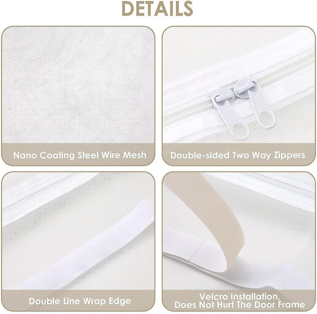 Zippered mesh screen for apartment doorways