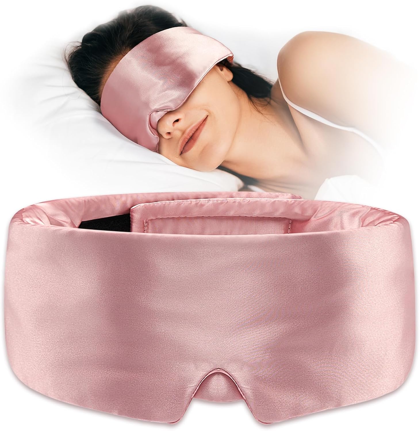 Umisleep soft pink blackout sleep mask front view