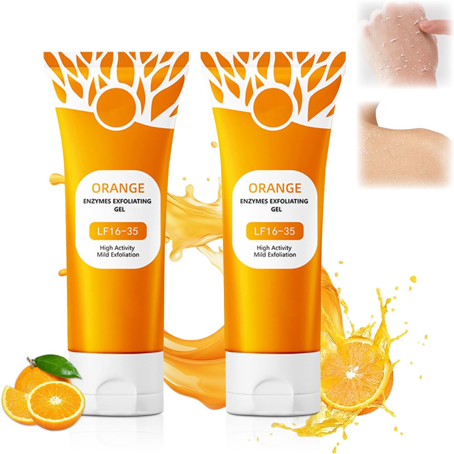 Qixfyze Orange Enzyme Exfoliating Gel two pack front view gentle face scrub