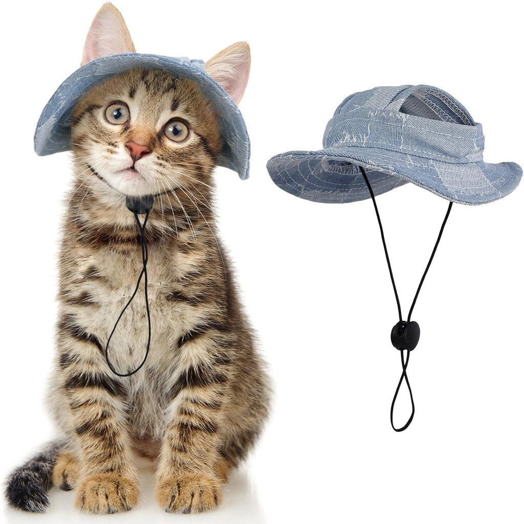 Dentrun cat bucket hat front view on a small cat