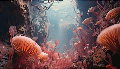 Riivvdise underwater cave scenery wallpaper used as a decorative reptile habitat background.