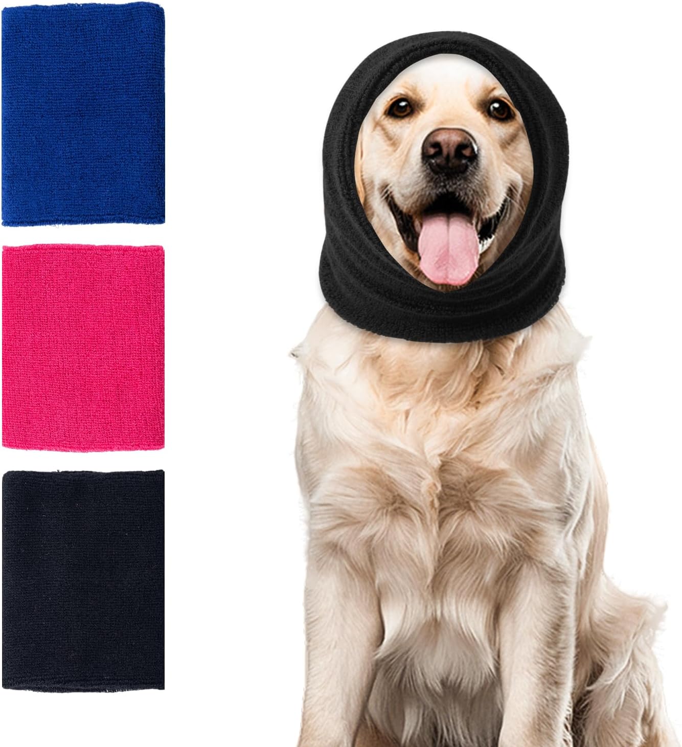 Dog Ear Muffs Noise Protection, Dog Calming Hoodie Cat Anxiety Relief Ear Wrap, Double Layer Thickened Soft Elastic Neck Head Cover Noise Cancelling for Grooming,Force Drying,Fireworks (Blue, Small) - Image 12