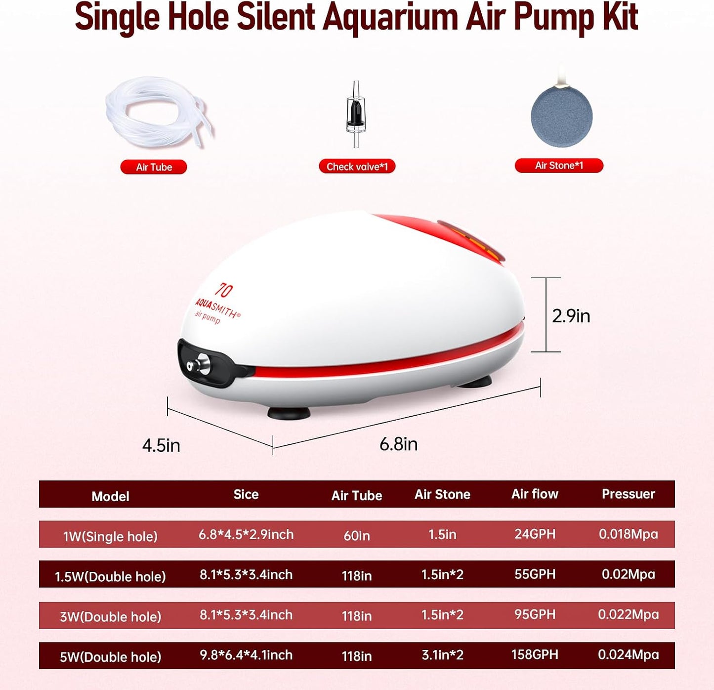 Top view of compact Aquasmith aquarium air oxygenator