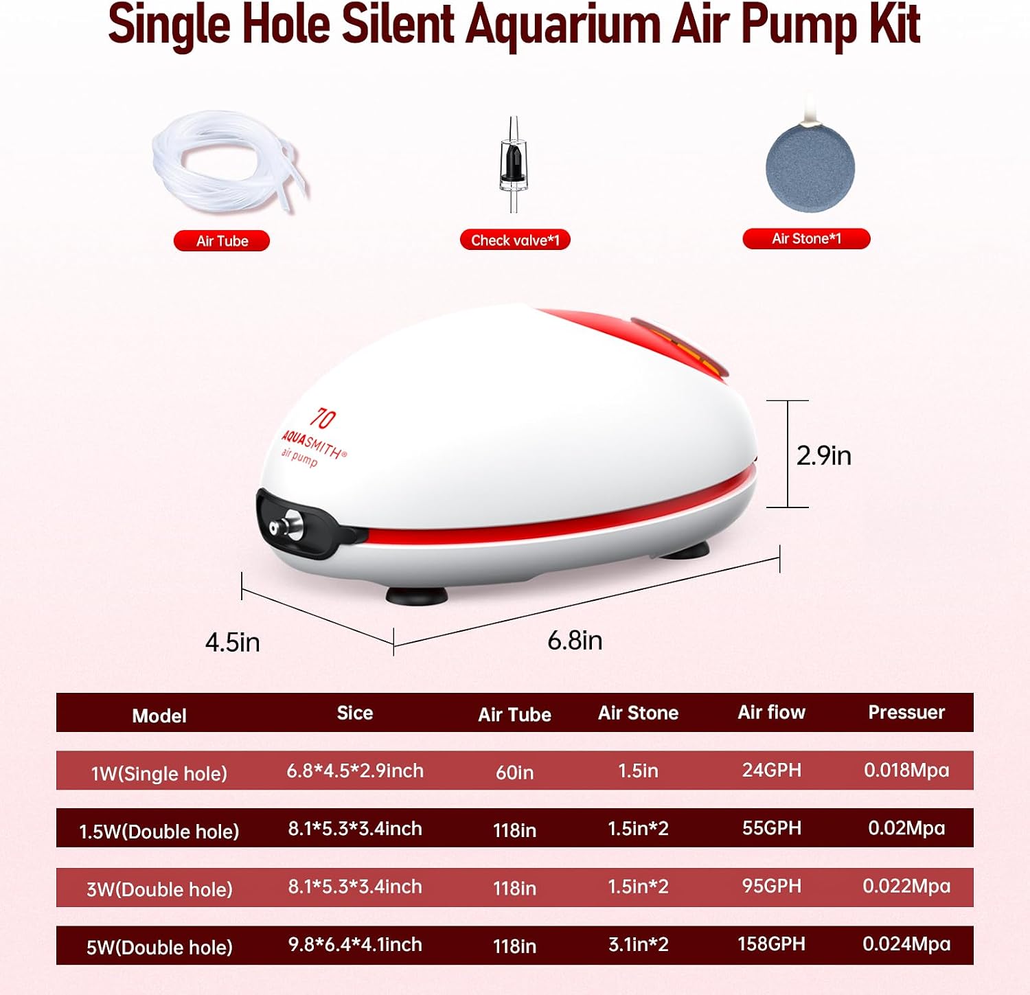 Top view of compact Aquasmith aquarium air oxygenator