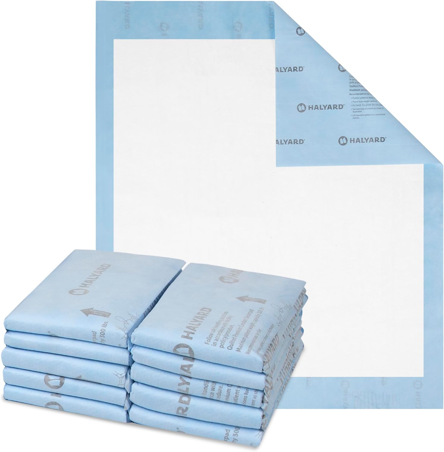HALYARD Premium Disposable Underpads case packaging front view showing 40 count quantity.