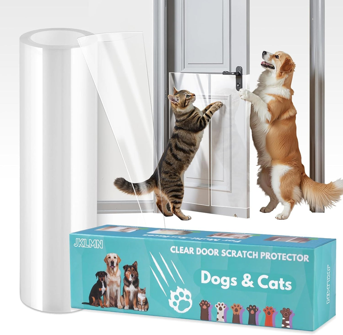 JKLMN Transparent Dog Scratch Door Protector front view