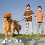AUROTH large breed dog leash laid flat to show full six foot extension and components