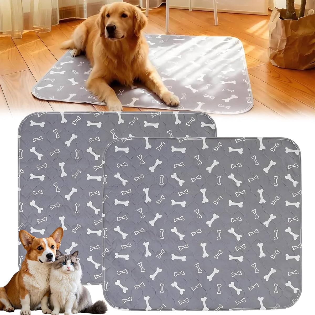 Pee Pads with Pheromones, Elite Pads for Cats, Washable Pee Pads for Dogs, Leak-Proof & Anti-Slip Pet Training Pad for Home & Travel(Grey, L: 31.5" x 27.6") - Image 9