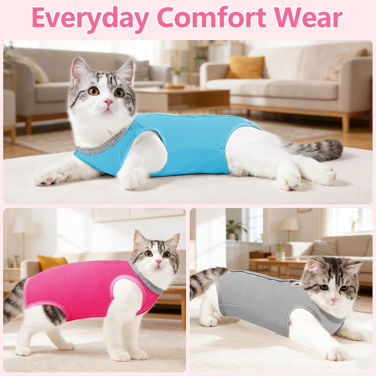 Cat comfortably resting in Coppthinktu neuter recovery suit