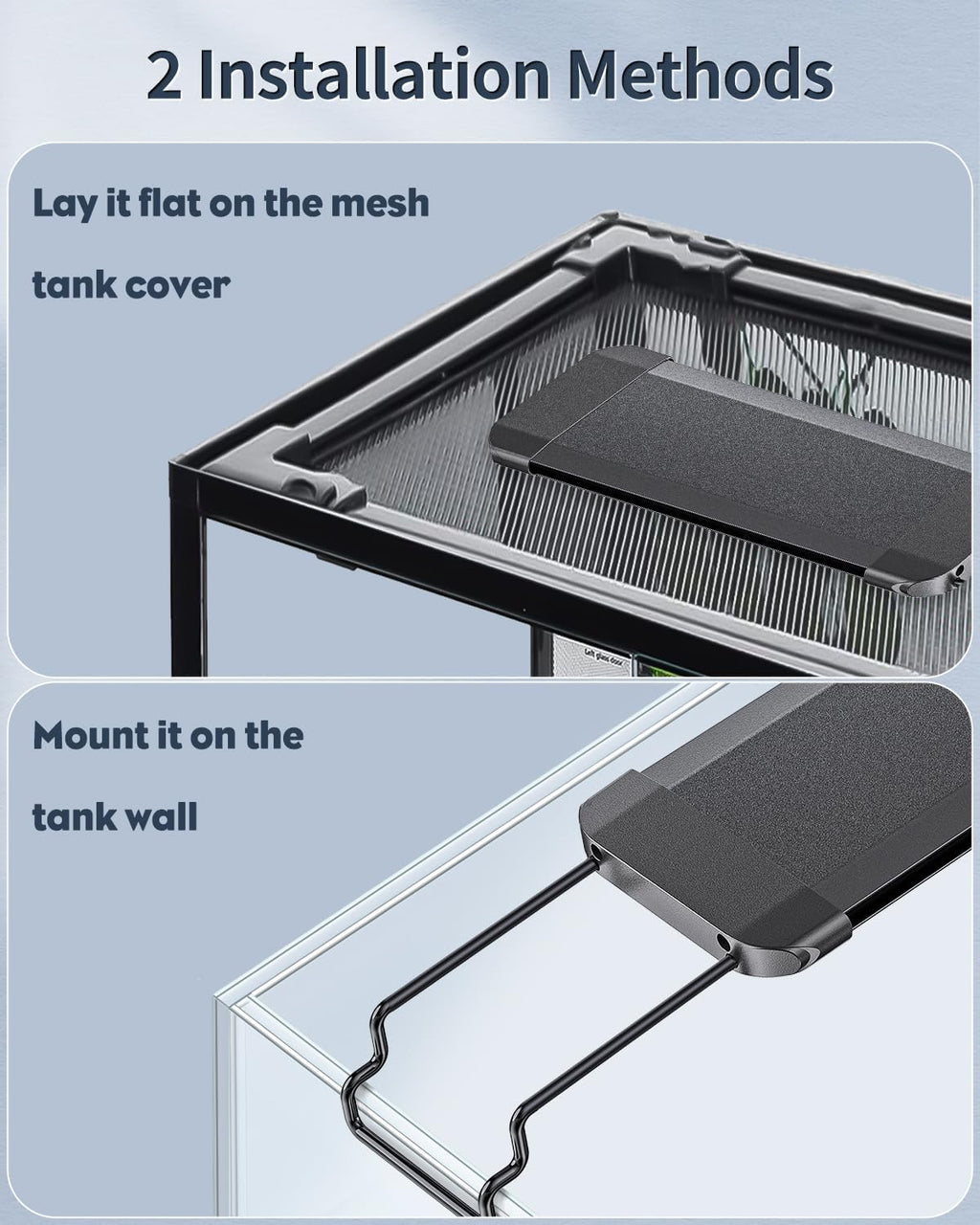 Pawfly terrarium lamp operating in nighttime blue mode