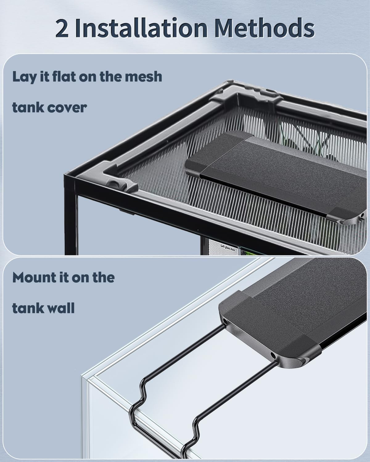 Pawfly terrarium lamp operating in nighttime blue mode