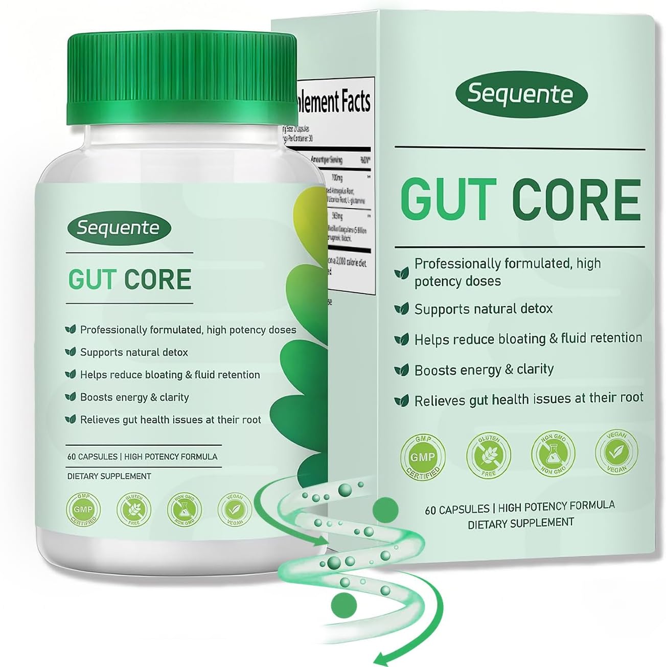 Sequente GutCore Maximum Potency bottle front view premium gut health supplement