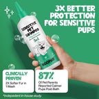 Moisturizing pet body wash with built-in nozzle applicator close up view