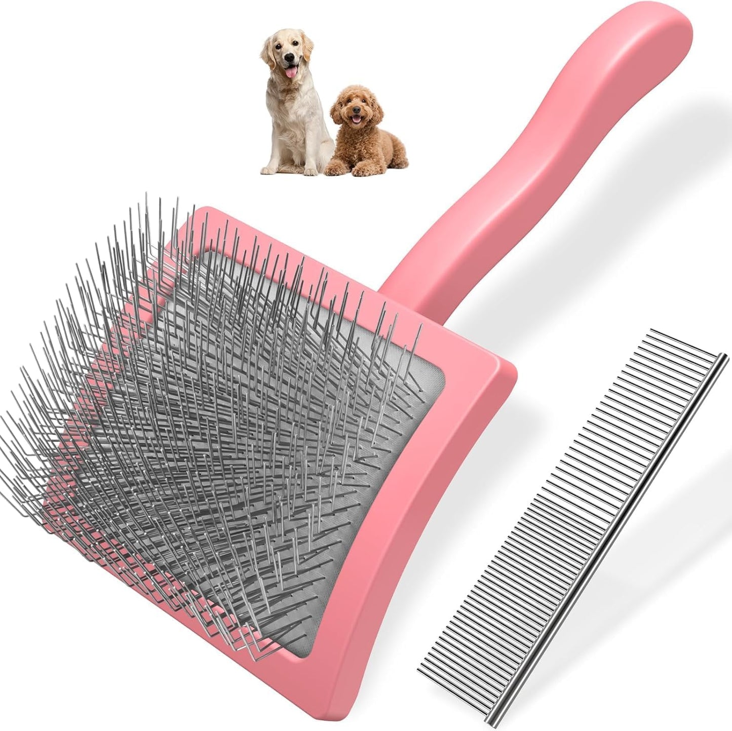 2PCS Slicker Brush for Dogs & Pet Comb,Professional Dog Grooming Brush (Goldendoodles,Poodles,Labradoodles) with Extra Long Pins to Effectively Remove Tangles, Knots and Mats (Blue, Large) - Image 15