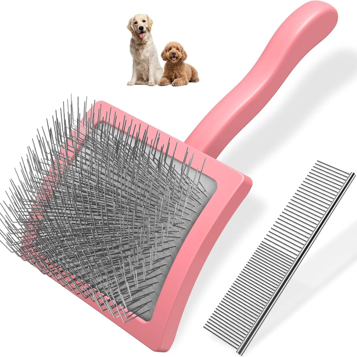 2PCS Slicker Brush for Dogs & Pet Comb,Professional Dog Grooming Brush (Goldendoodles,Poodles,Labradoodles) with Extra Long Pins to Effectively Remove Tangles, Knots and Mats (Blue, Large) - Image 15