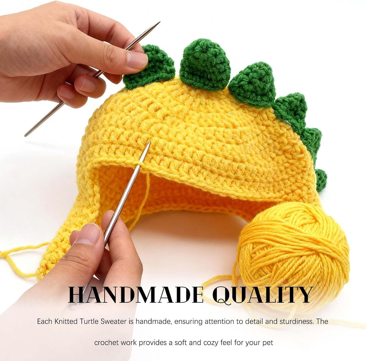 Dexprosy small size turtle sweater laid flat to show full product dimensions.