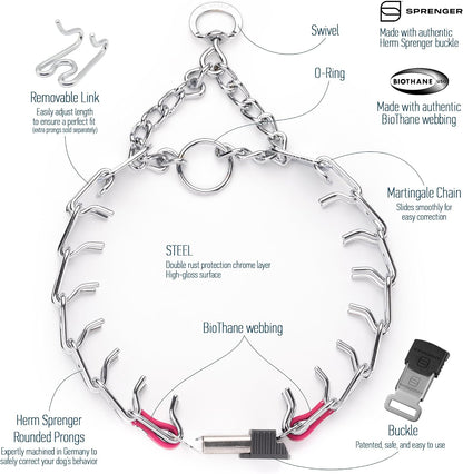 Herm Sprenger quick release ClicLock buckle close up with pink biothane insert