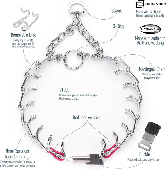 Herm Sprenger quick release ClicLock buckle close up with pink biothane insert