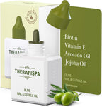 Therapispa Nail and Cuticle Oil Olive Scent front view 2.0 Fluid Ounces container