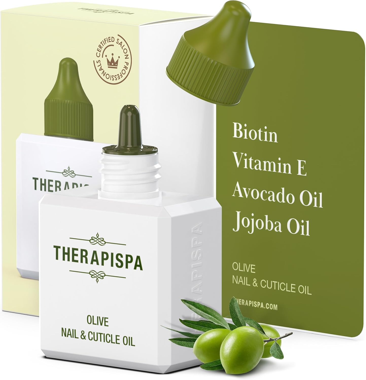 Therapispa Nail and Cuticle Oil Olive scent bottle front view