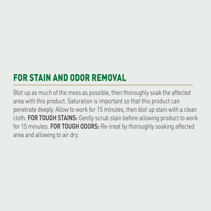 Enzymatic pet stain remover spray bottle showing clear packaging label