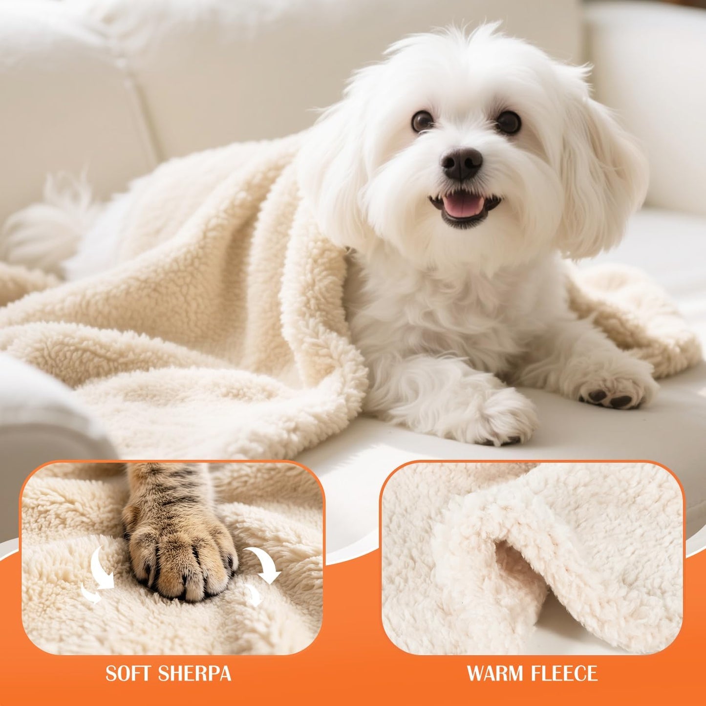 Washable puppy blanket two pack folded neatly showing texture