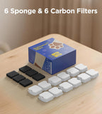 Side view of pet fountain replacement filter 6 pack