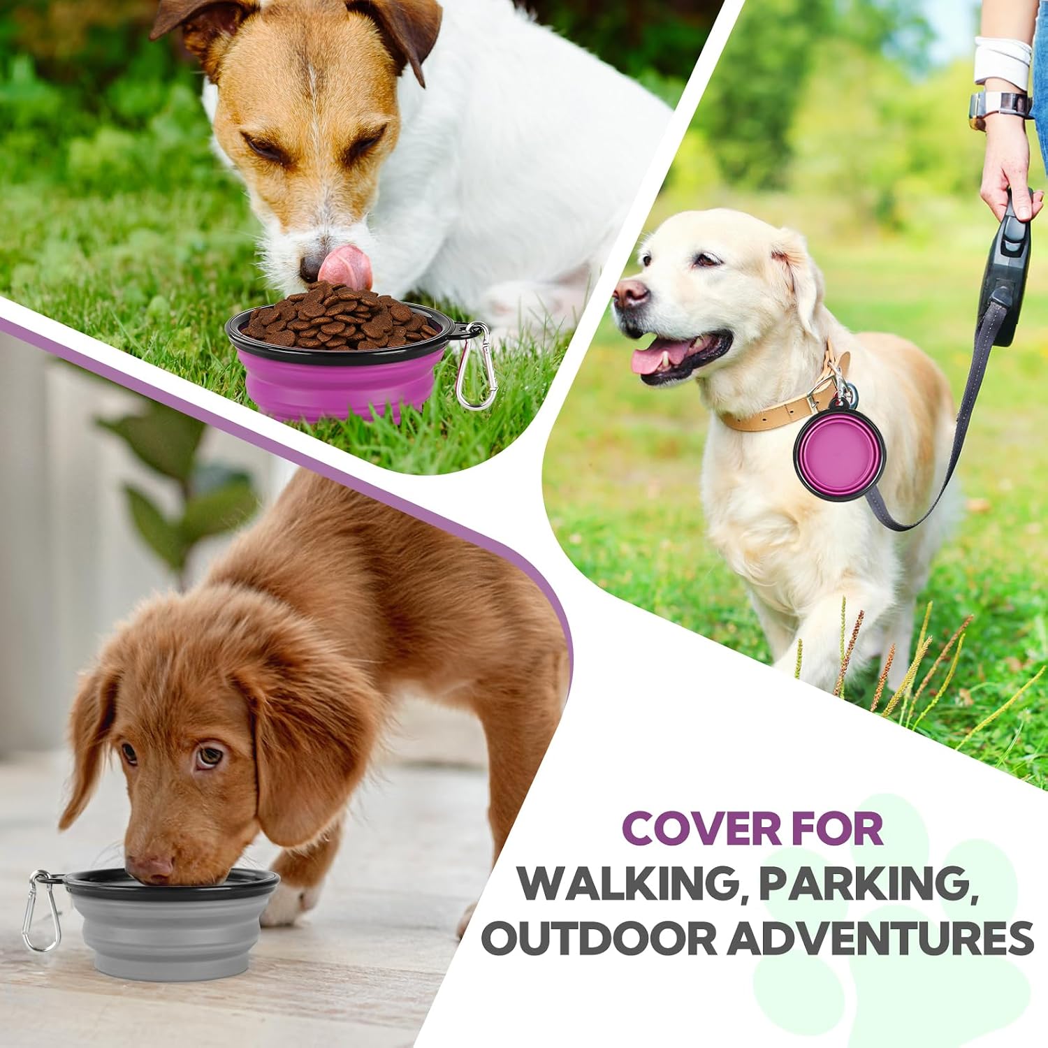 Hoscape space saving pet bowls being rinsed clean after outdoor camping