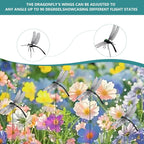 Chemical free dragonfly hat clip being used for garden pest control on a stake