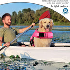 Adjustable quick release buckles on the side of a pink dog life vest