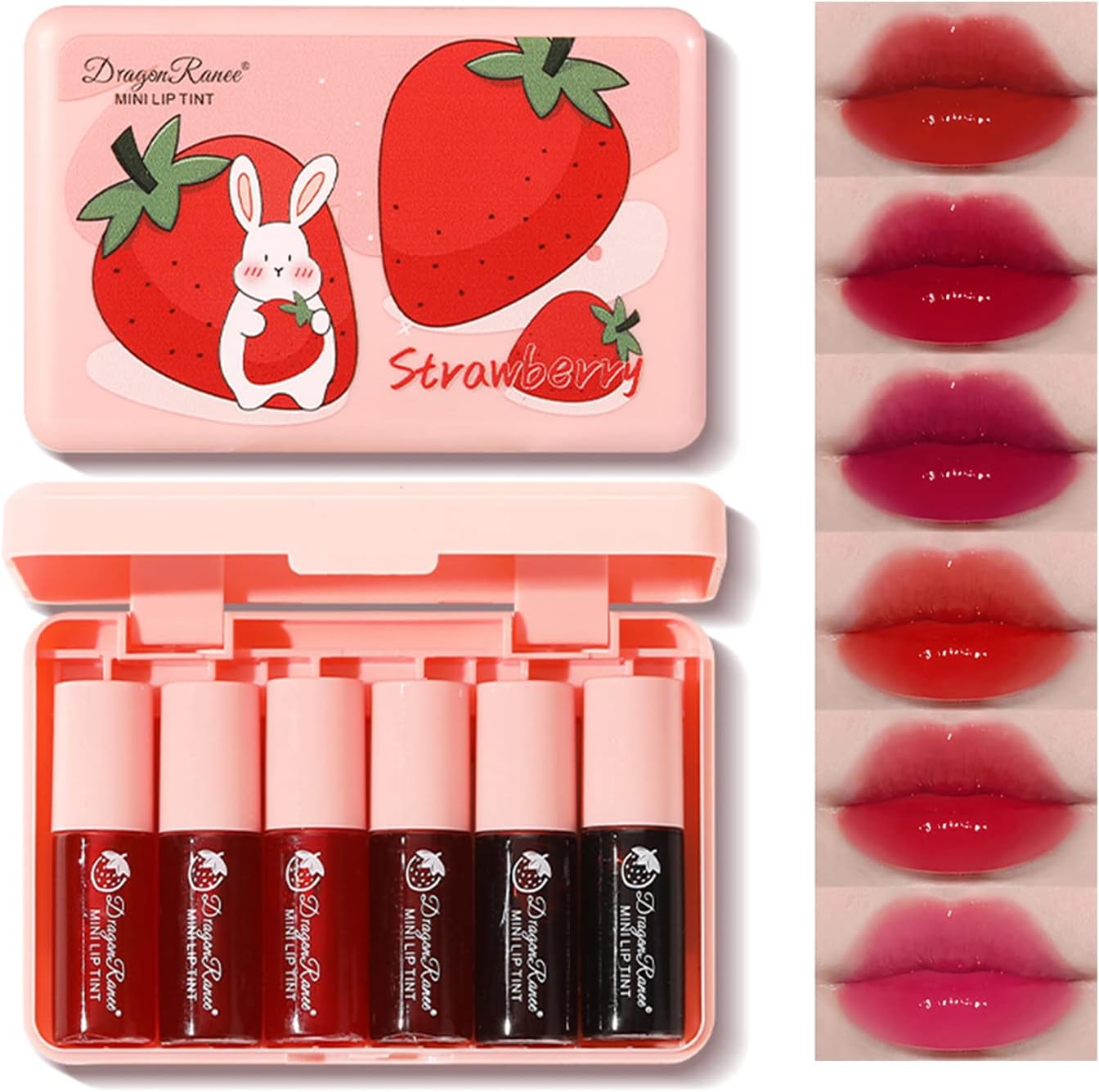 Eakroo 6 Colors Lip Tint Stain Mini Liquid Lipstick, Lip Gloss for Women, Lip Oil Stain, Lip Stain Long Lasting Waterproof, Lip Makeup, Korean Makeup, Cute Stuff, Non-Stick Cup, High Pigment - Image 1