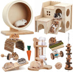 18 Pcs Hamster Cage Accessories, Silent Hamster Wheel, 15 Chew Toys Set, Maze Wood House and Water Bottle Set for Rat Mice Small Animals Habitat (Fun Interactive Style) - Image 10