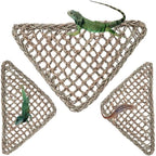 Two pack natural grass fiber reptile resting beds with hemp ropes