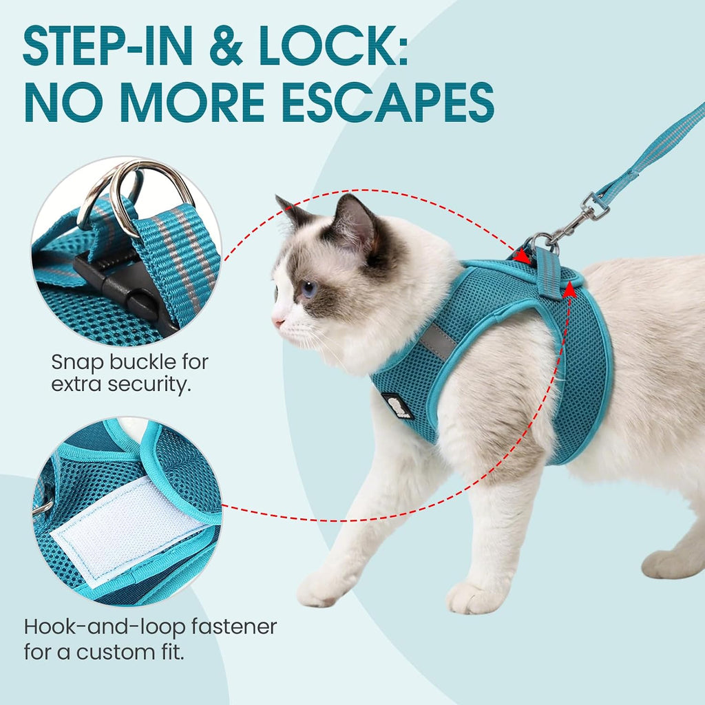 Heywean Cat Harness And Leash showing breathable air-mesh fabric texture