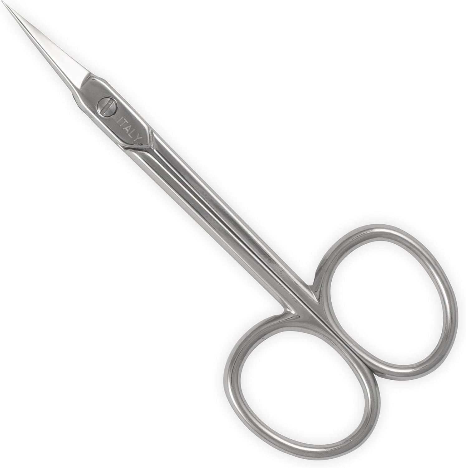 Refine premium cuticle scissors front view showing the fine pointed tip