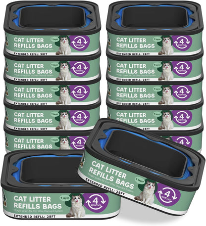 Full product bundle of Lisyee eight pack cat litter refills highlighting long lasting thirty two month supply.