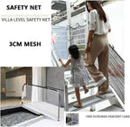 Safety net installed on a balcony railing for child protection