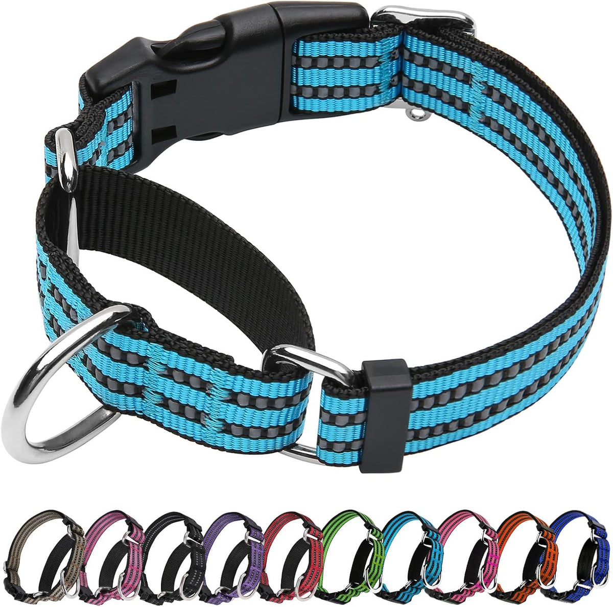 Martingale Dog Collar, Adjustable Nylon Reflective Collar with Quick Release Buckle, No Pull Dog Training Collars for Small Medium Large Dogs (Forest Green, Medium) - Image 9