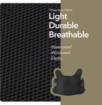 Dog backpack pack packaging showing sizing guide for 30 to 40 inch chest girth
